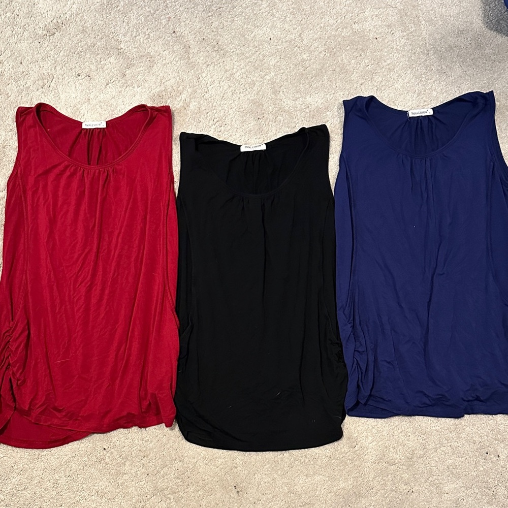 Nursing, Sleeveless Scoop Neck Tank Top Bundle - Red, Black & Blue